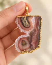Amethyst Stalactite Pendant Gold Electroform Finish – Image 1