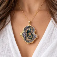 Amethyst stalactite Pendant-Gold Electroform Finish – Image 2