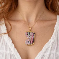 Amethyst Stalactite Pendant Gold Electroform Finish – Image 3