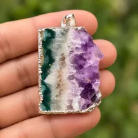 Amethyst Stalactite Necklace – Silver Electroform Finish – Image 2