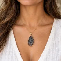  Amethyst Stalactite Necklace Gold Electroform Finish – Image 4