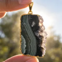  Amethyst Stalactite Pendant. Gold Electroform Finish – Image 3