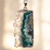 Amethyst Stalactite Necklace – Silver Electroform Finish  – Image 3