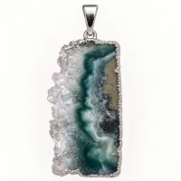Amethyst Stalactite Necklace – Silver Electroform Finish  – Image 1