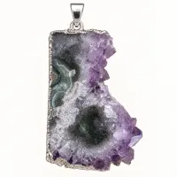  Amethyst Stalactite Eye Necklace – Silver Electroform Finish  – Image 1