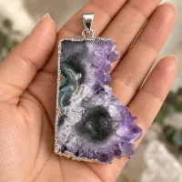  Amethyst Stalactite Eye Necklace – Silver Electroform Finish  – Image 2
