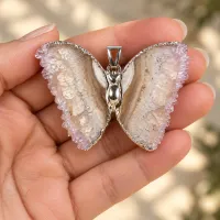 Butterfly in Flight - Necklace on. Adjustable Chain Silver Electroform – Image 6