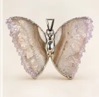Butterfly in Flight - Necklace on. Adjustable Chain Silver Electroform – Image 7