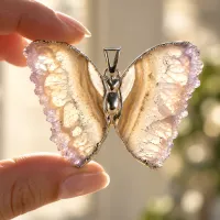 Butterfly in Flight - Necklace on. Adjustable Chain Silver Electroform – Image 8