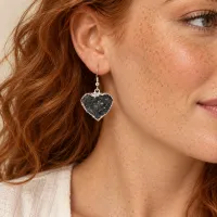 Amethyst Druzy Dangle Earrings – Silver Finish – Image 5
