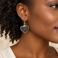 Amethyst Druzy Dangle Earrings – Silver Finish – Image 4