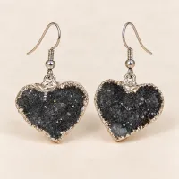 Amethyst Druzy Dangle Earrings – Silver Finish – Image 2