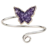 Amethyst Butterfly Adjustable Cuff Bracelet – Silver Electroform – Image 1