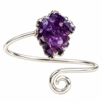 Amethyst Freeform Adjustable Cuff Bracelet – Silver Electroform – Image 1