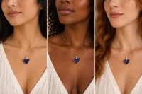  Amethyst  Heart Pendant – Silver Finish  – Image 3