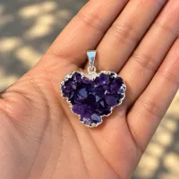  Amethyst  Heart Pendant – Silver Finish  – Image 2