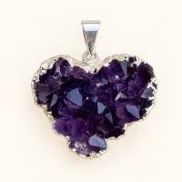  Amethyst  Heart Pendant – Silver Finish  – Image 1