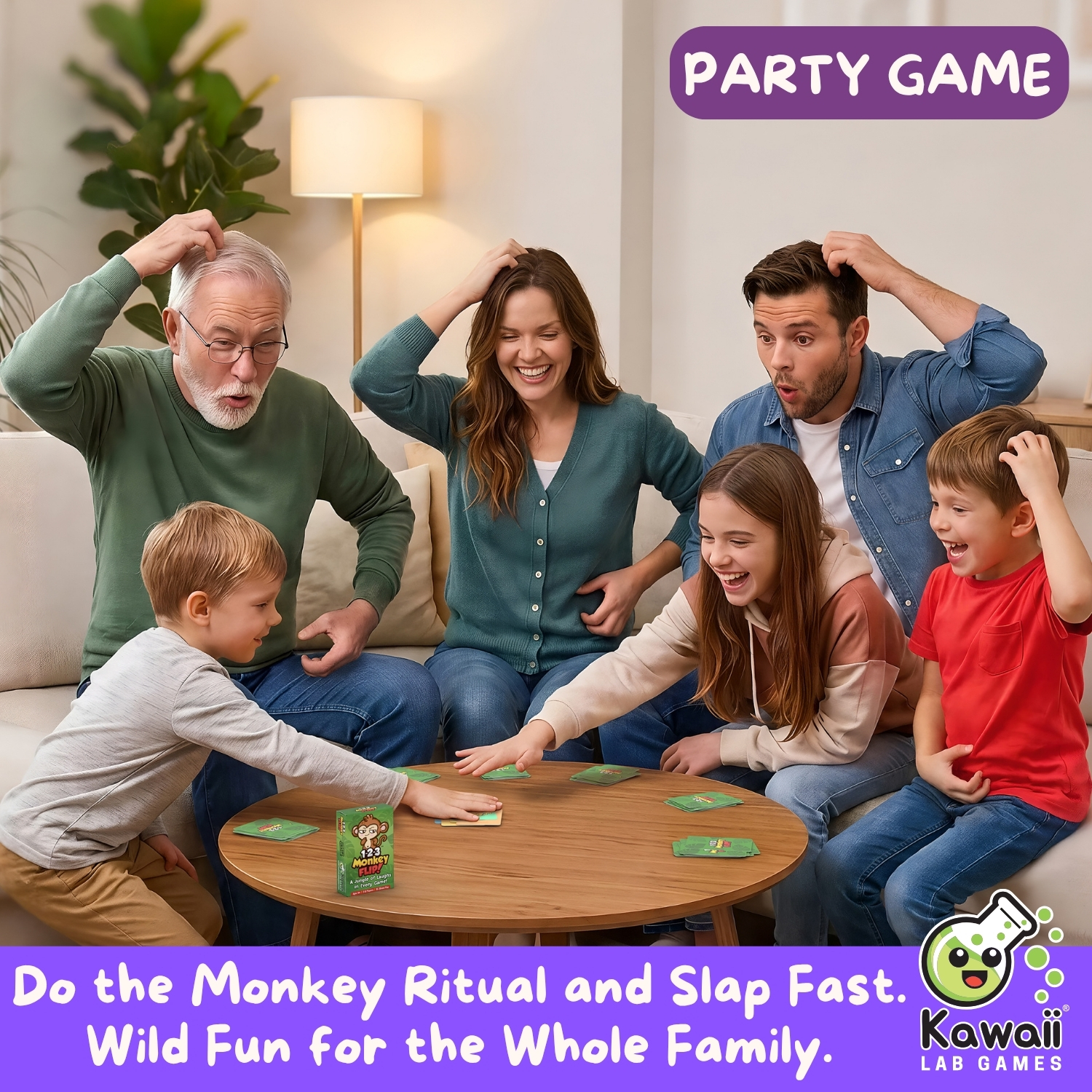 1-2-3 Monkey Flip! - Slap Party Card Game – Image 2