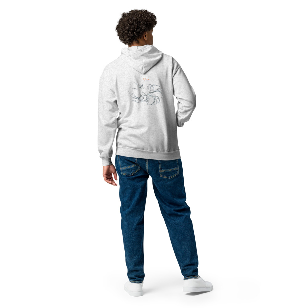 RAID Wear Octopus Unisex Heavy Zip Hoodie – XL, Ash