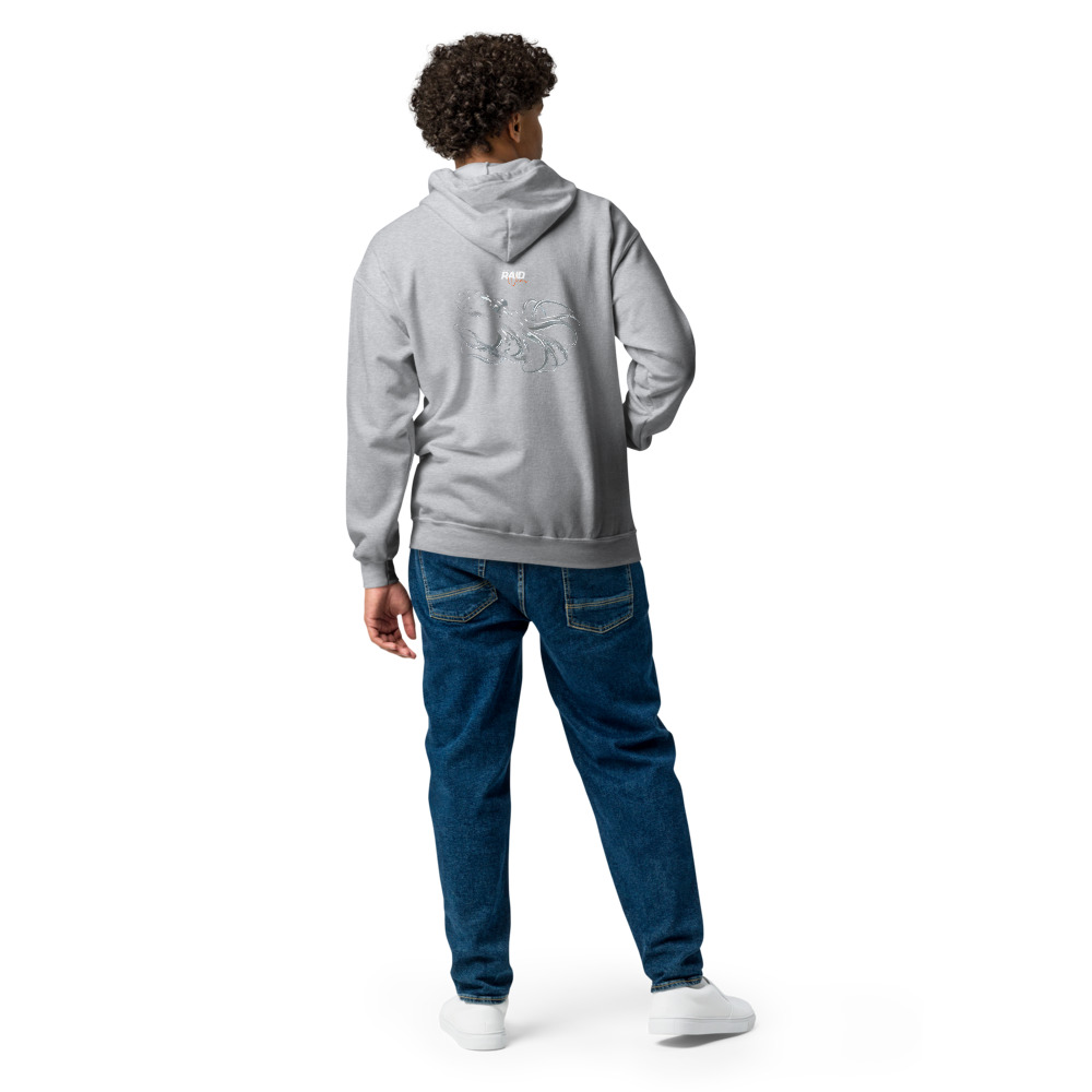 RAID Wear Octopus Unisex Heavy Zip Hoodie – XL, Sport Grey