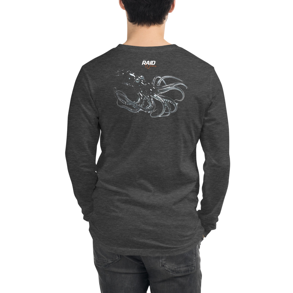 RAID Wear Octopus Unisex Long Sleeve Tee – XL, Dark Grey Heather