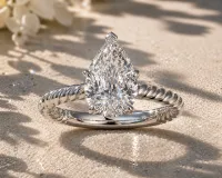 Pear Diamond Solitaire Engagement Ring (White Gold) – Image 1