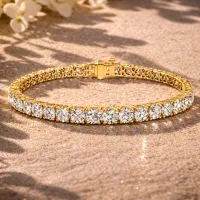 Round Diamond Tennis Bracelet (Yellow Gold) – Image 1