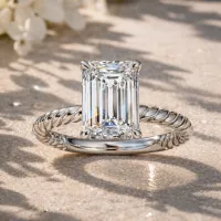 Emerald Diamond Solitaire Engagement Ring (White Gold) – Image 1