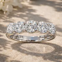 5-Stone Round Diamond Wedding Band (White Gold) – Image 1