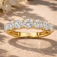 7-Stone Round Diamond Wedding Band (Yellow Gold) – Image 1