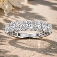 7-Stone Oval Diamond Wedding Band (White Gold) – Image 1