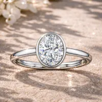 Oval Bezel Diamond Ring (White Gold) – Image 1