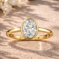 Oval Bezel Diamond Ring (Yellow Gold) – Image 1