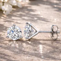 Martini Diamond Stud Earrings (White Gold) – Image 1