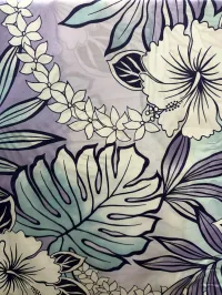 Retro Hibiscus, purp/teal – Image 1