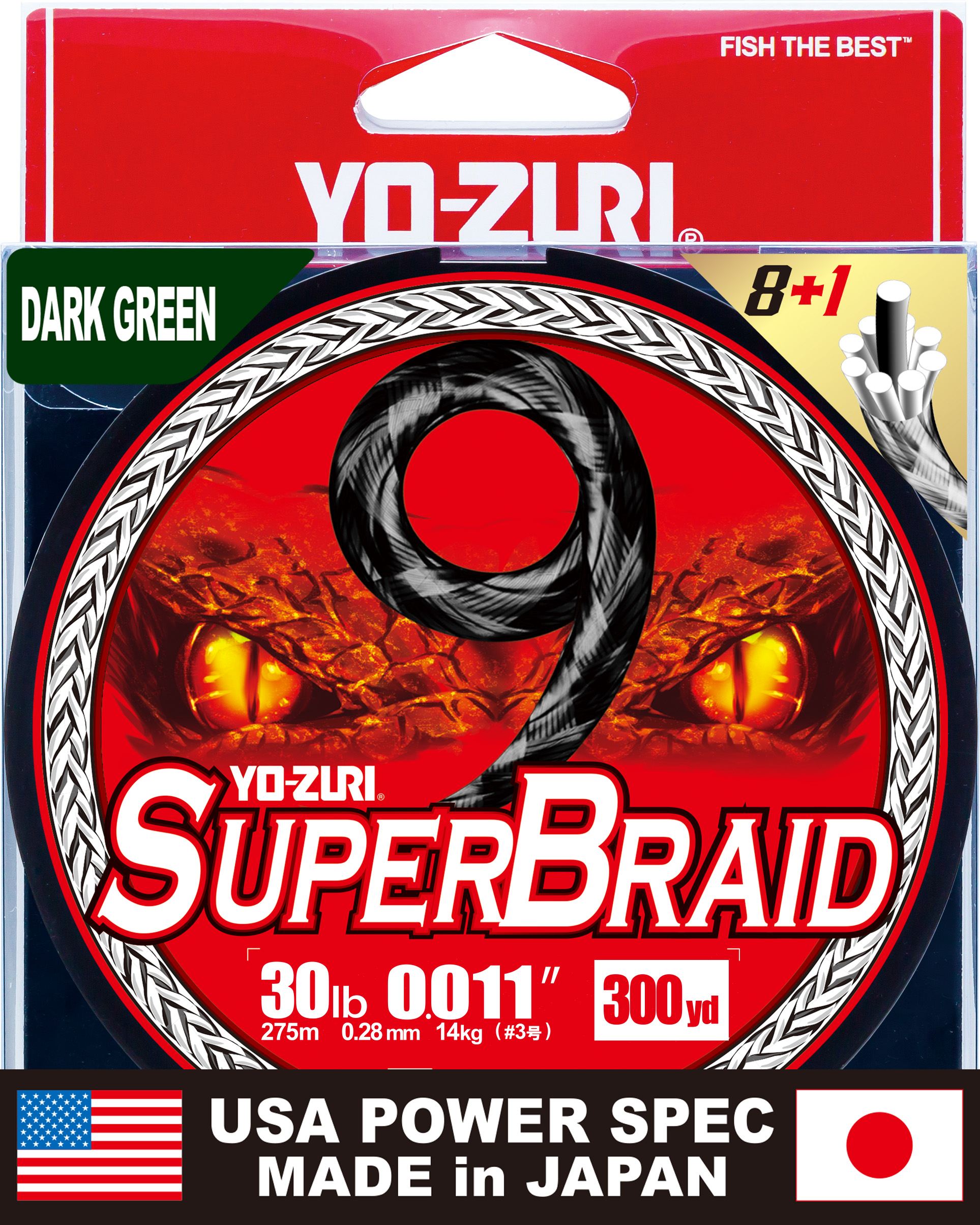 Yo-Zuri SuperBraid 9 Dark Green - 300 yd – 30LB