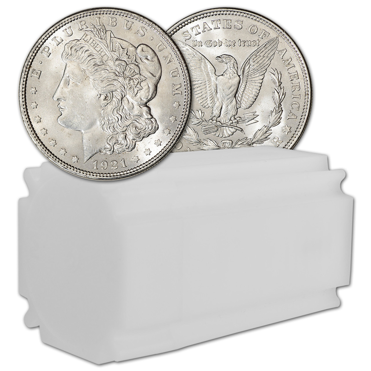 1921-P Morgan Silver Dollar 10-Coin Roll BU – Image 1