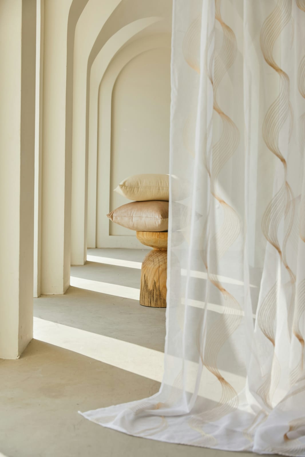 Sheer Curtain - Wave Embroidered Ivory – Image 1