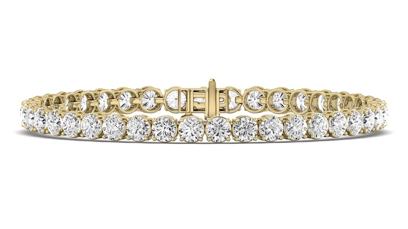 7 Ctw Round Lab Grown Diamond Four Prong Box Tennis Bracelet-7 inches – Yellow Gold