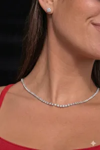 6 Carat lab diamond tennis necklace 14k white gold 16 inches – Image 2