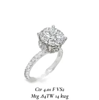 4.01 Carat Round Lab Diamond Center Stone Halo Setting Engagement Ring  – Image 1