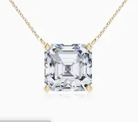 6 Carat Asscher Cut Lab Diamond Pendant Necklace 14k Gold – Image 1