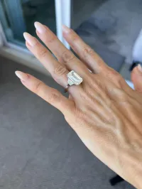 IGI certified 8.09 carat total weight emerald cut E-color VS1 Lab Diamond Engagement Ring set in 18k white gold.  – Image 4