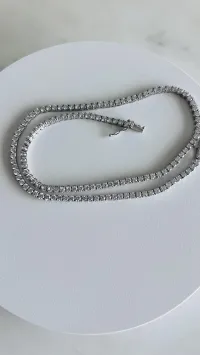 12 Carat Lab Diamond Tennis necklace 14k White Gold – Image 3