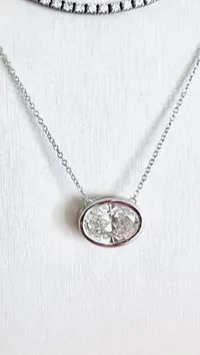 5 Carat Lab Grown Oval Diamond Bezel Set Pendant Necklace – 14k White Gold