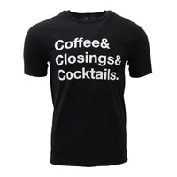 Coffee, Closings, Cocktails Tee - Black – Image 1