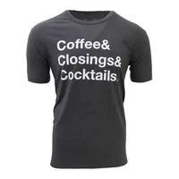 Coffee, Closings, Cocktails Tee - Charcoal – Image 1