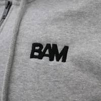 BAM Embroidered Zip Up Hoodie - Heather Grey – Image 2