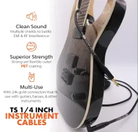 Headliner Series - Tour Grade Noiseless Instrument Cable - Right Angle to Strait Gold Plated Connectors – Image 4