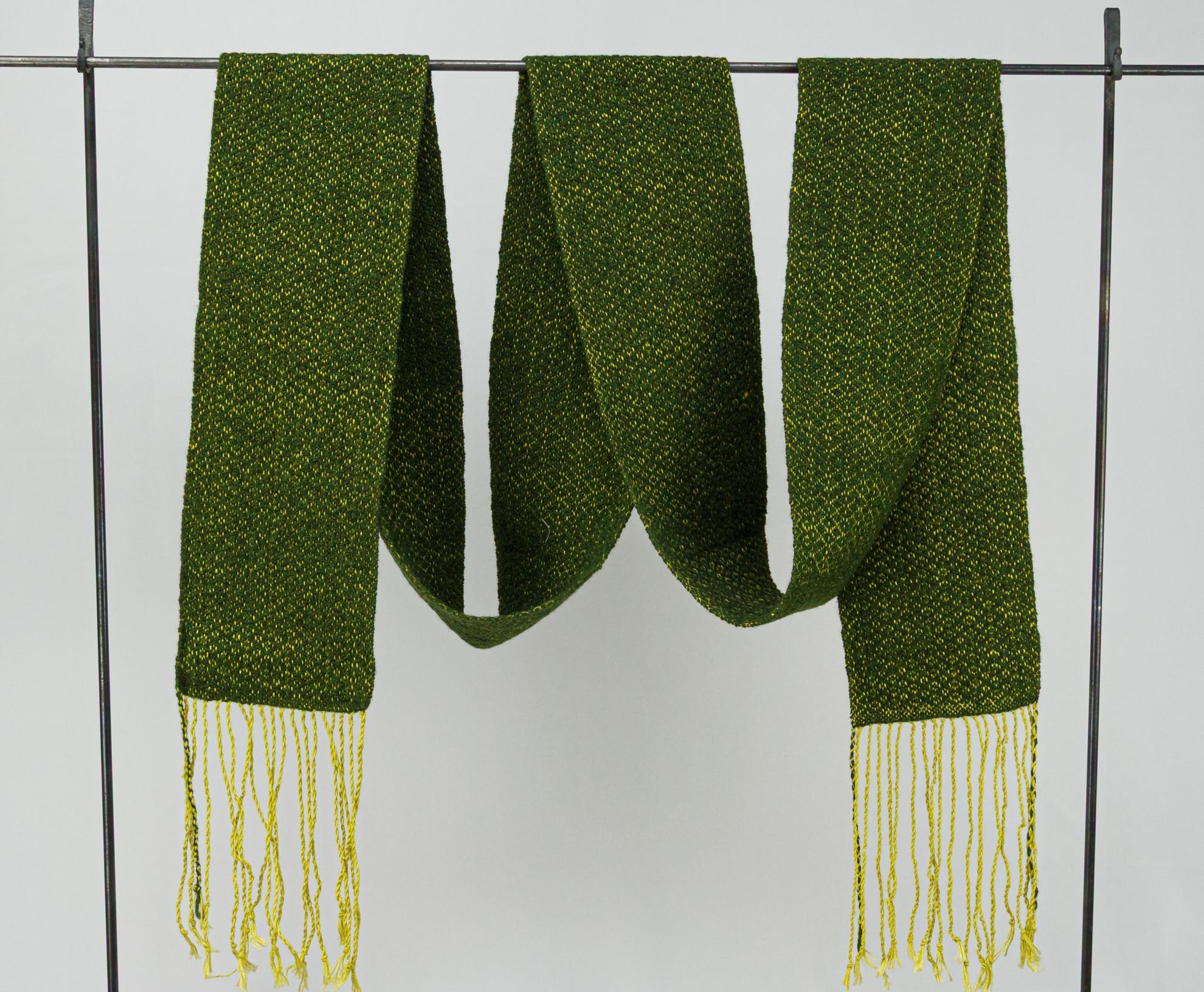 Sash: Dark Green Wool & Lime Green Linen  – Image 2